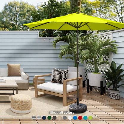 Parasol de terrasse Lopes de 2,7 m avec socle à poids bronze inclus.