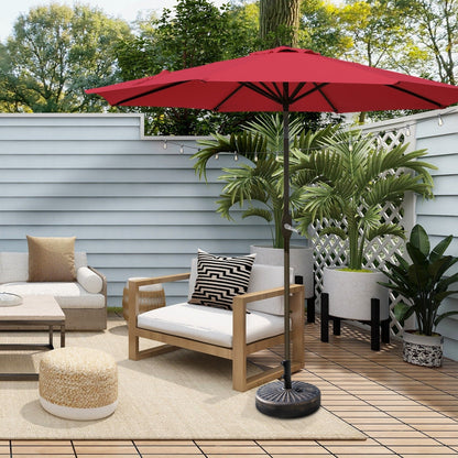 Parasol de terrasse Lopes de 2,7 m avec socle à poids bronze inclus.