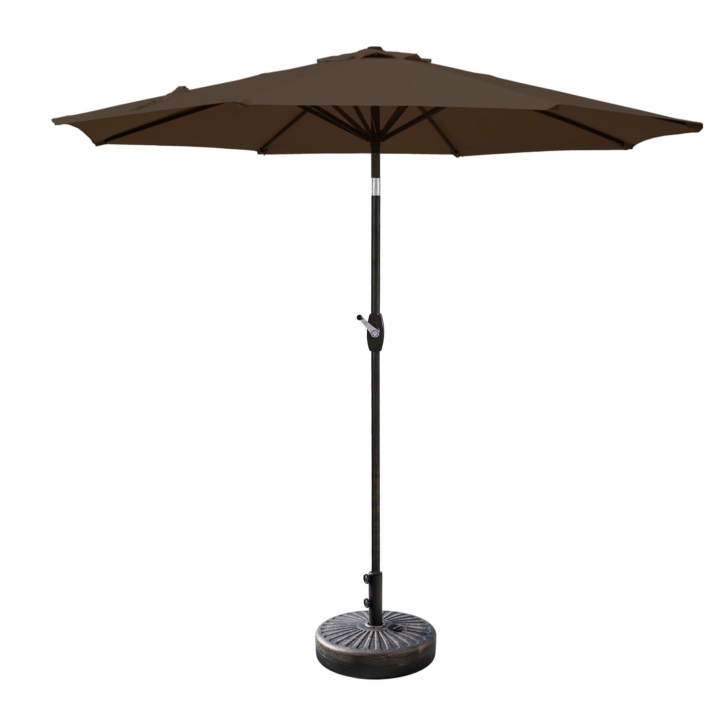 Parasol de terrasse Lopes de 2,7 m avec socle à poids bronze inclus.