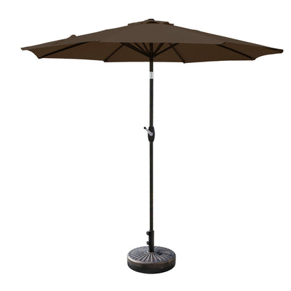 Parasol de terrasse Lopes de 2,7 m avec socle à poids bronze inclus.