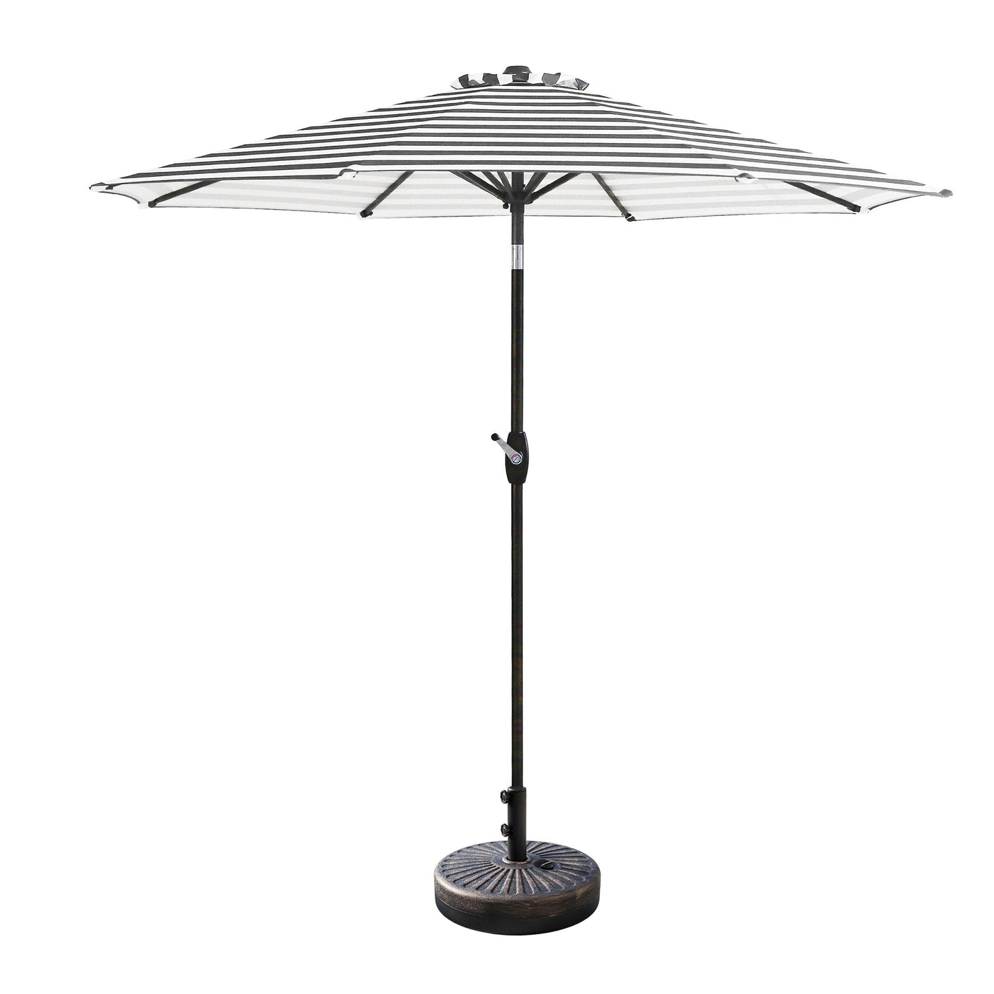 Parasol de terrasse Lopes de 2,7 m avec socle à poids bronze inclus.