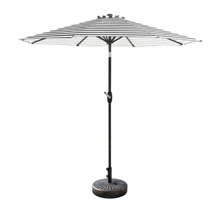 Parasol de terrasse Lopes de 2,7 m avec socle à poids bronze inclus.