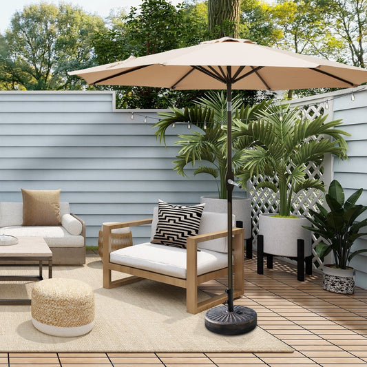 Parasol de terrasse Lopes de 2,7 m avec socle à poids bronze inclus.