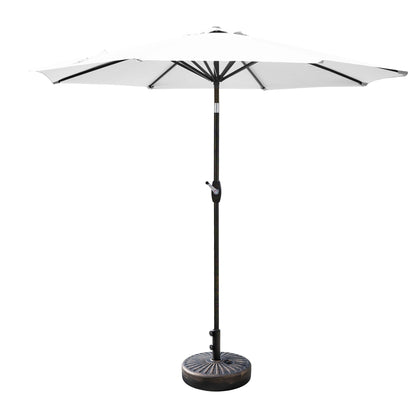 Parasol de terrasse Lopes de 2,7 m avec socle à poids bronze inclus.