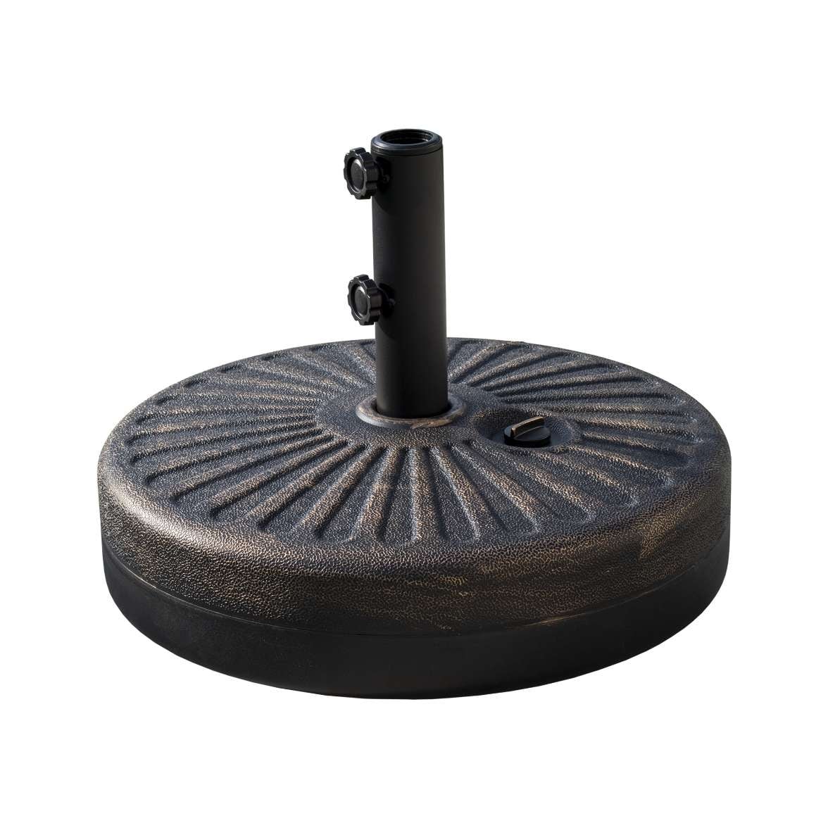 Parasol de terrasse Lopes de 2,7 m avec socle à poids bronze inclus.