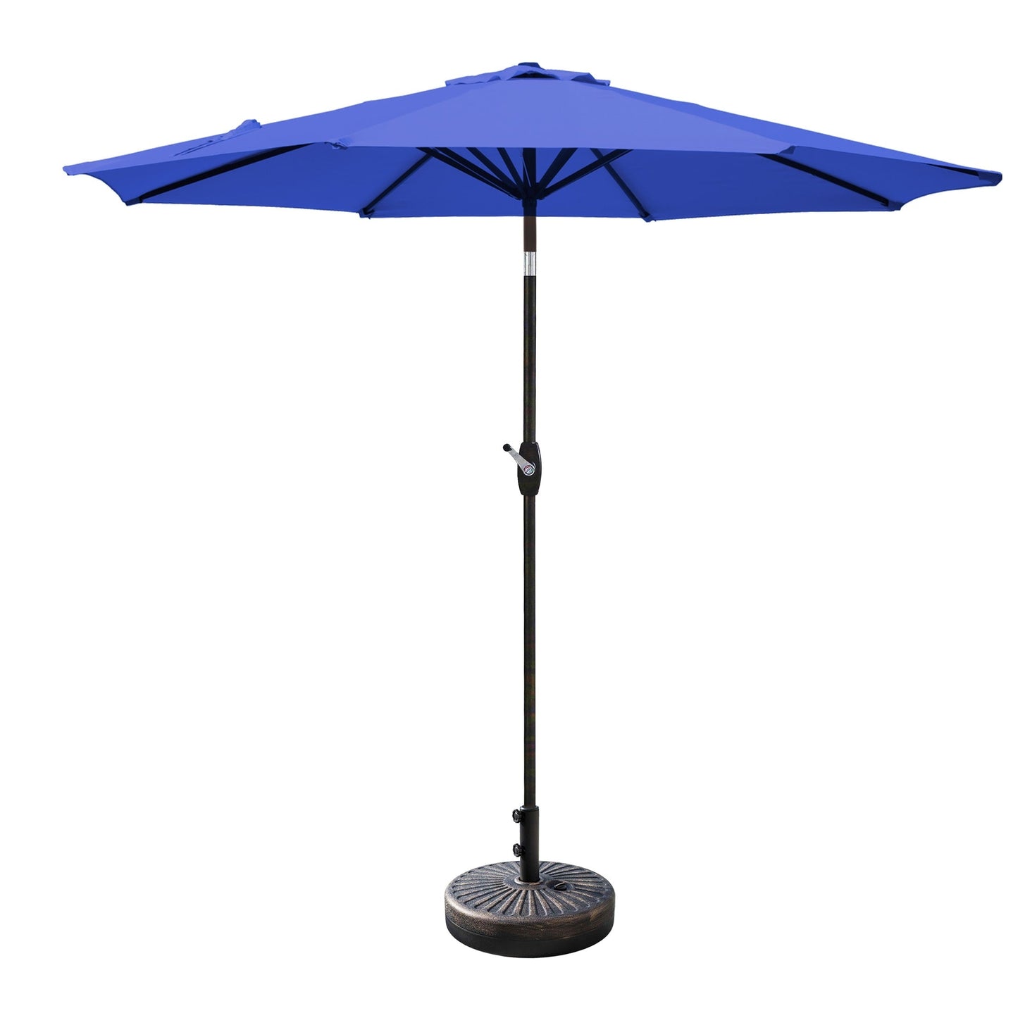 Parasol de terrasse Lopes de 2,7 m avec socle à poids bronze inclus.