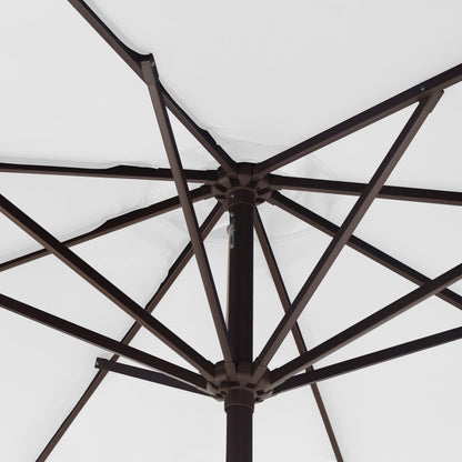 Parasol de terrasse Lopes de 2,7 m avec socle à poids bronze inclus.