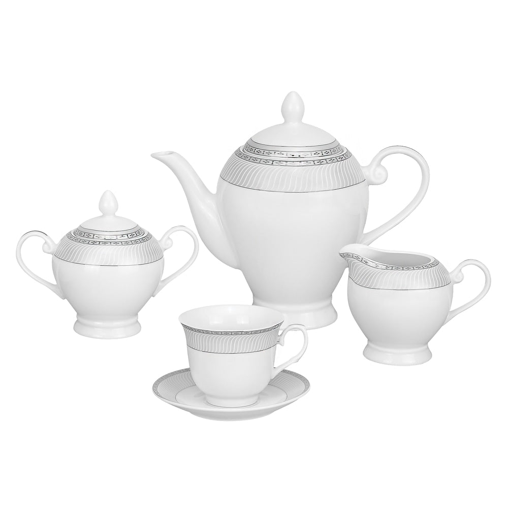 Service de table en porcelaine Lorren Home Trends, 57 pièces, avec accents argentés