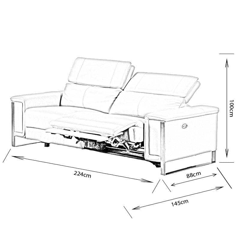 Lucca 3 Seater Power Recliner Sofa - Grey