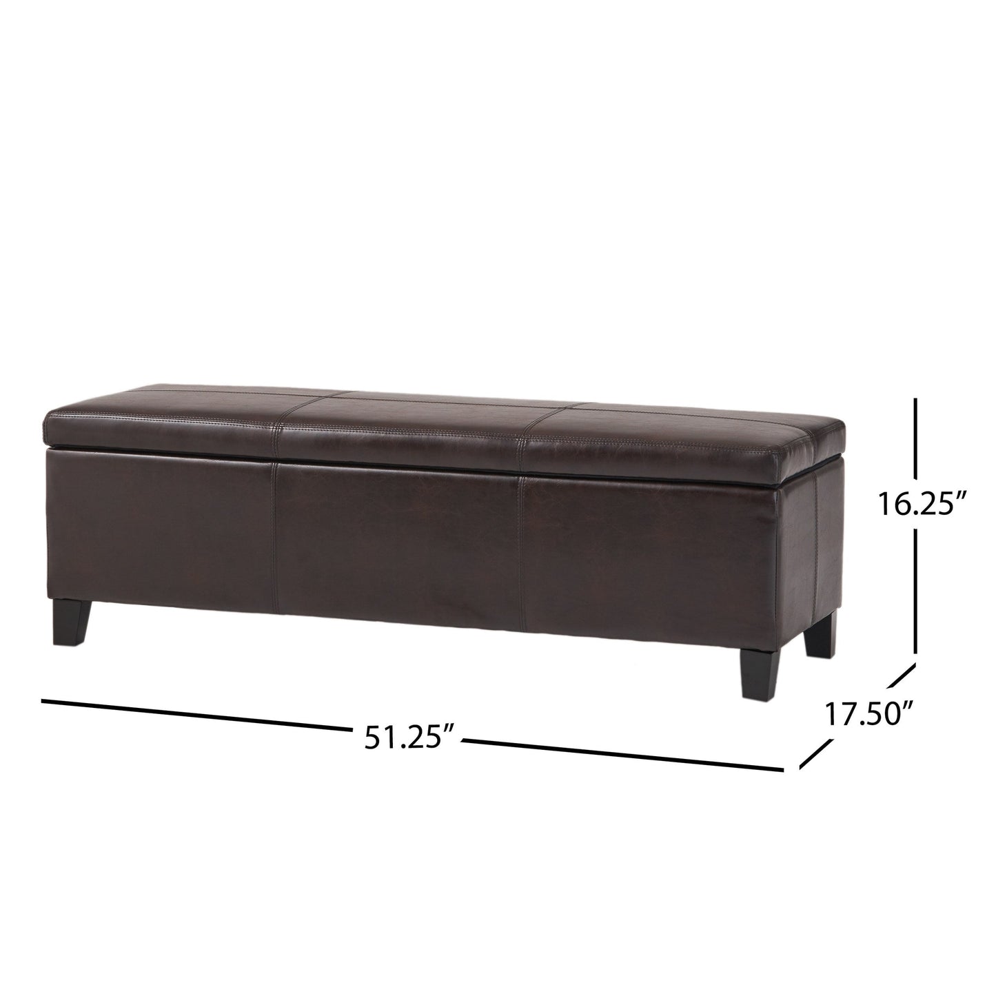 Banc de rangement Lucinda en simili cuir de Christopher Knight Home - 130,6 cm L x 44,5 cm l x 41,3 cm H