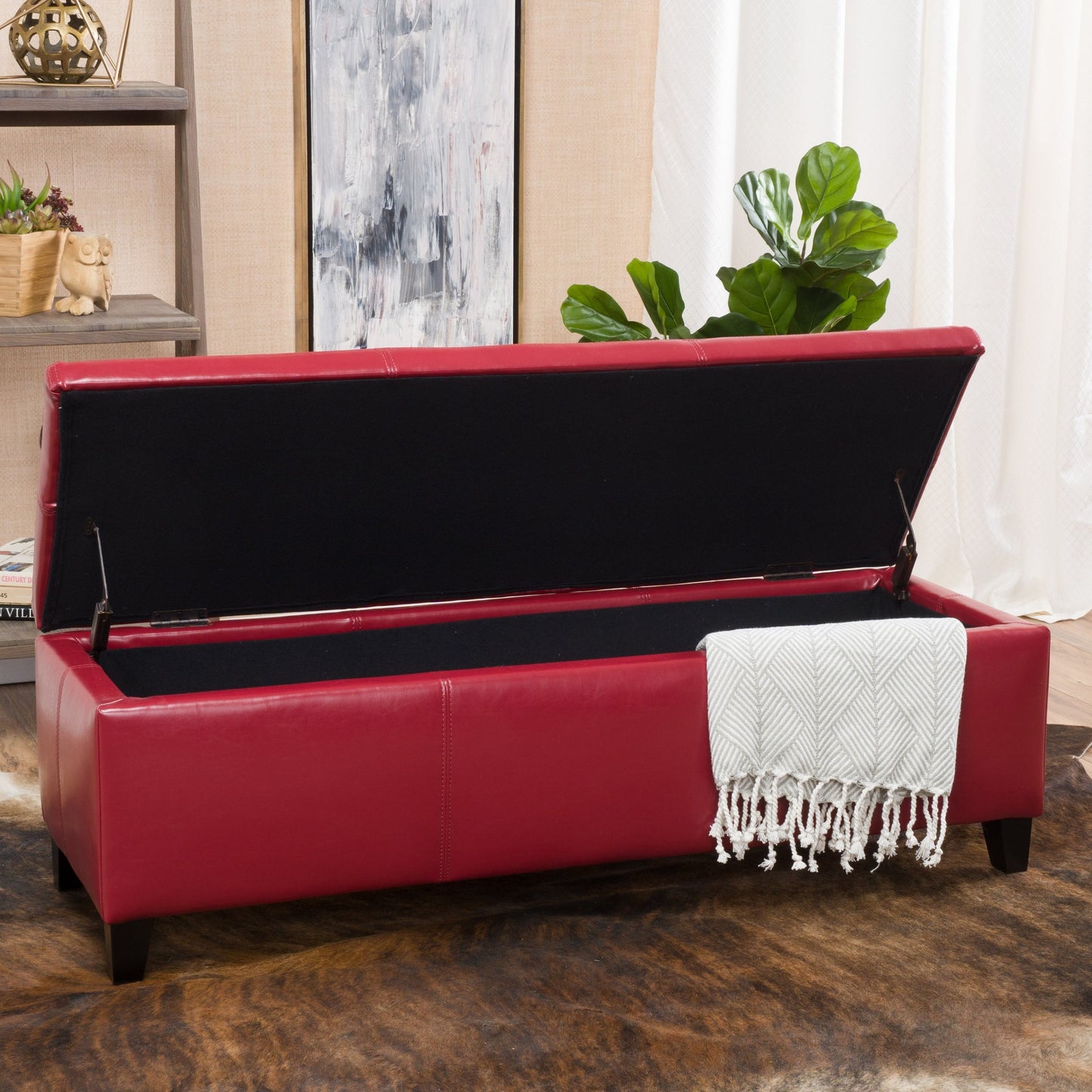 Banc de rangement Lucinda en simili cuir de Christopher Knight Home - 130,6 cm L x 44,5 cm l x 41,3 cm H