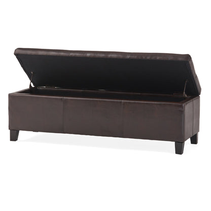 Banc de rangement Lucinda en simili cuir de Christopher Knight Home - 130,6 cm L x 44,5 cm l x 41,3 cm H
