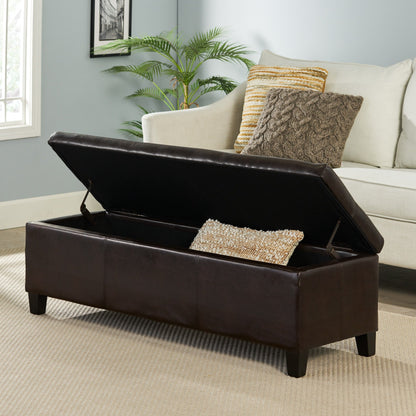 Banc de rangement Lucinda en simili cuir de Christopher Knight Home - 130,6 cm L x 44,5 cm l x 41,3 cm H