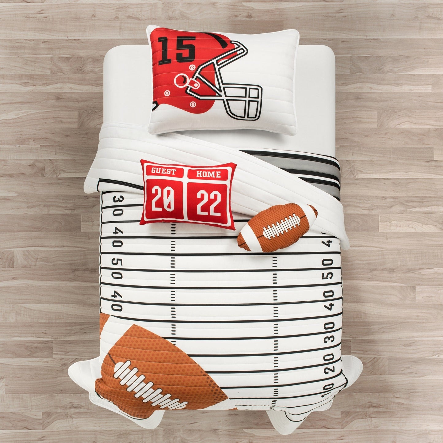 Lush Decor American Football - Couette réversible pour enfant, surdimensionnée