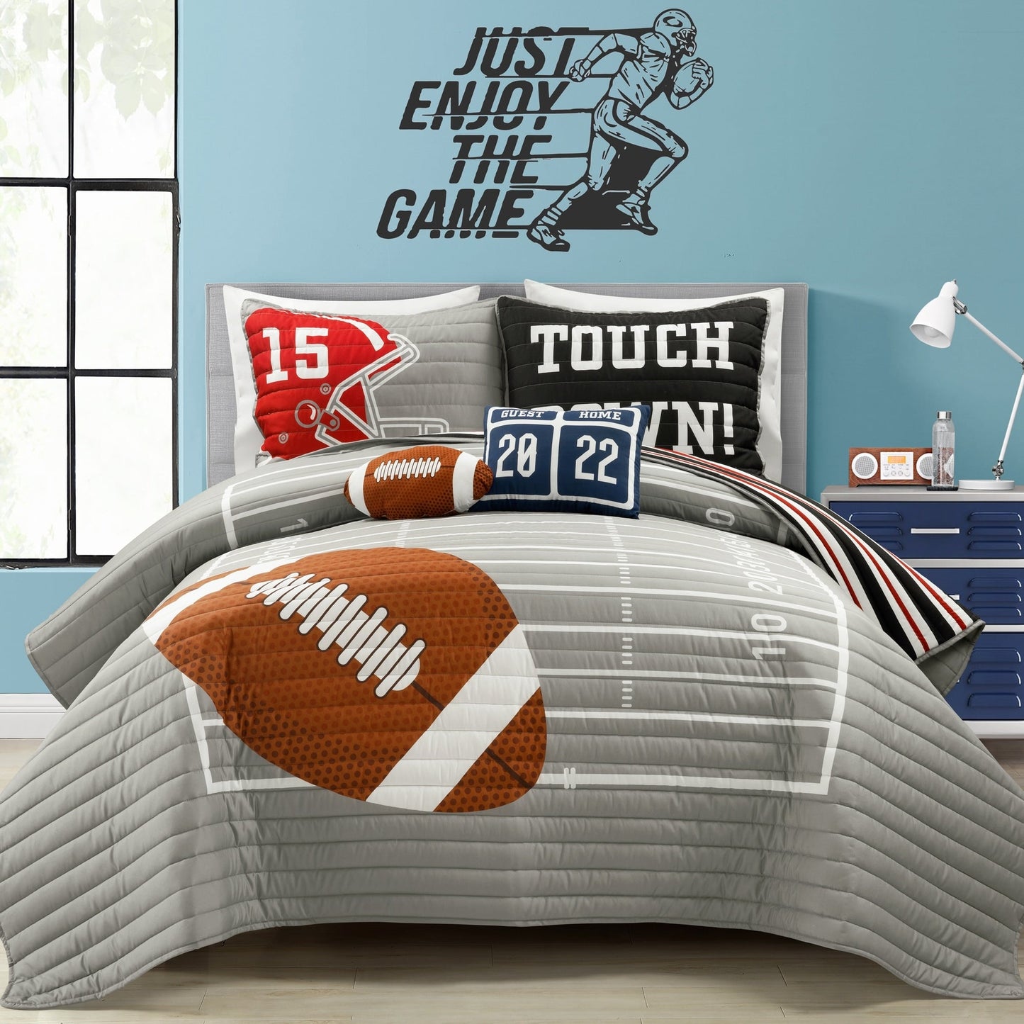Lush Decor American Football - Couette réversible pour enfant, surdimensionnée