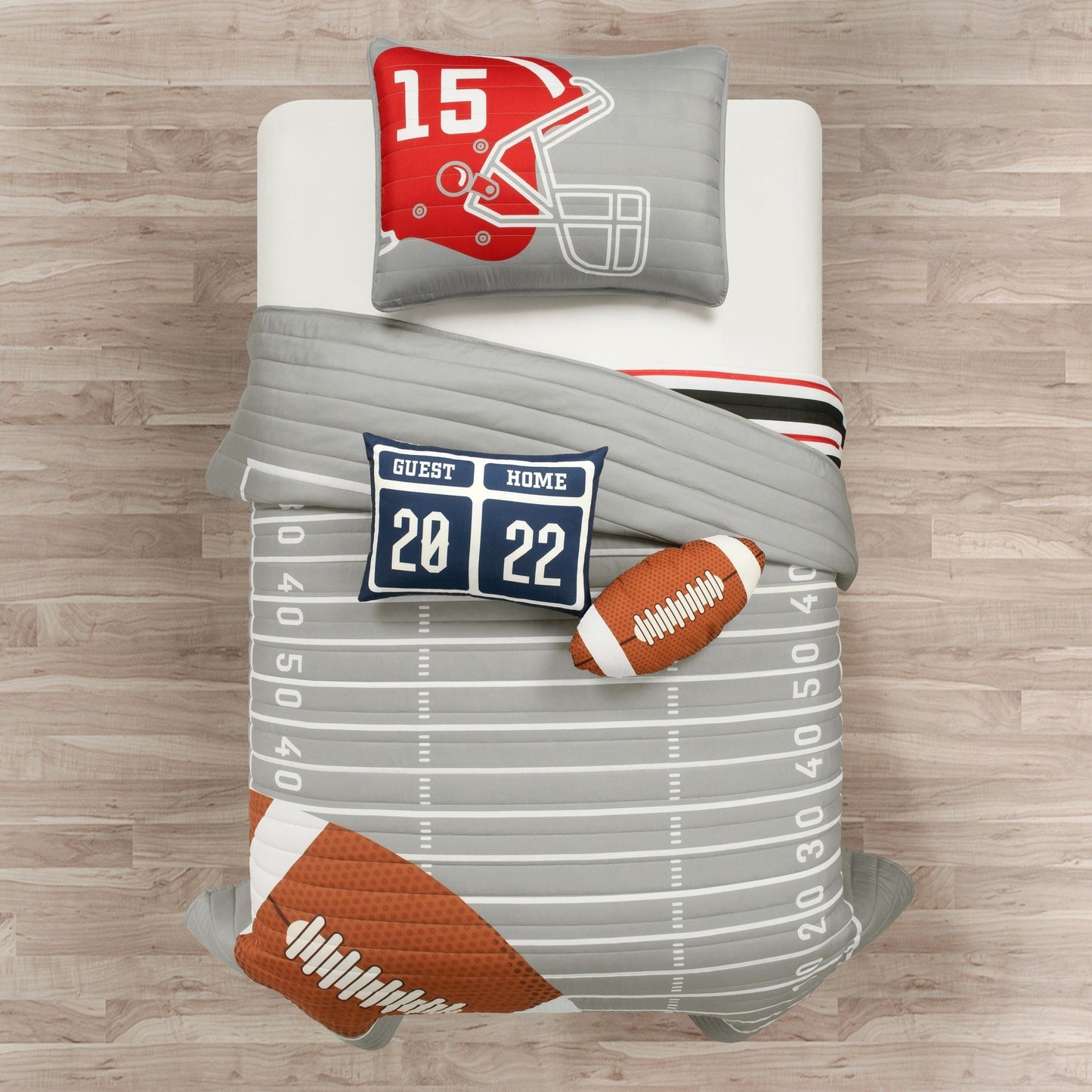 Lush Decor American Football - Couette réversible pour enfant, surdimensionnée