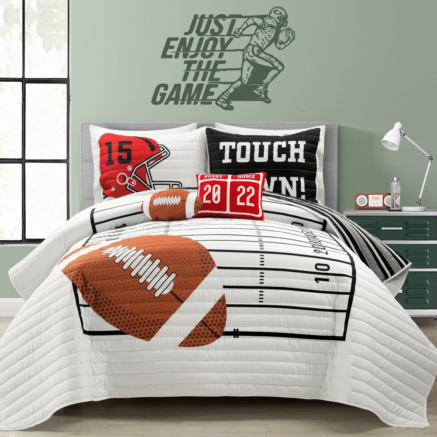 Lush Decor American Football - Couette réversible pour enfant, surdimensionnée