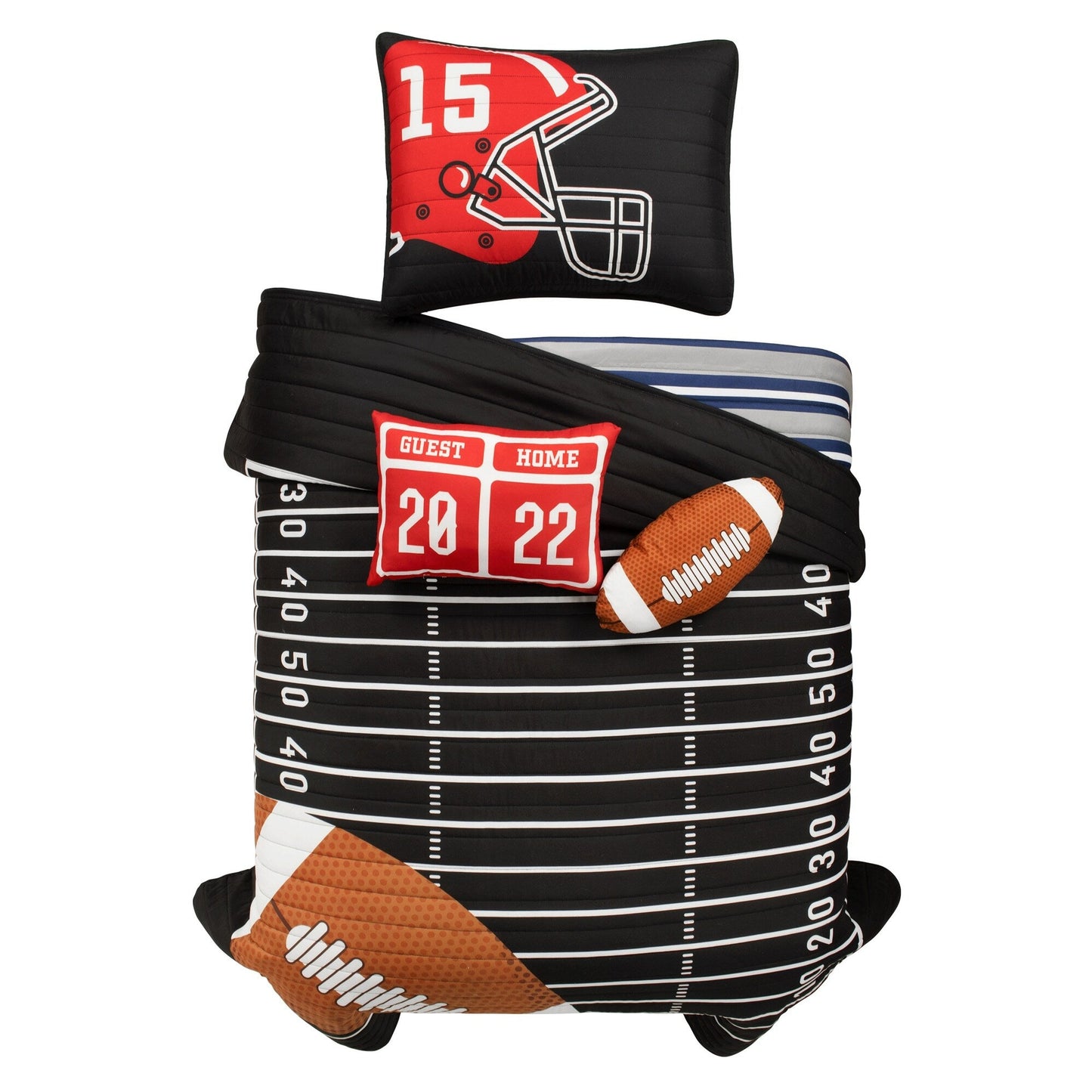 Lush Decor American Football - Couette réversible pour enfant, surdimensionnée