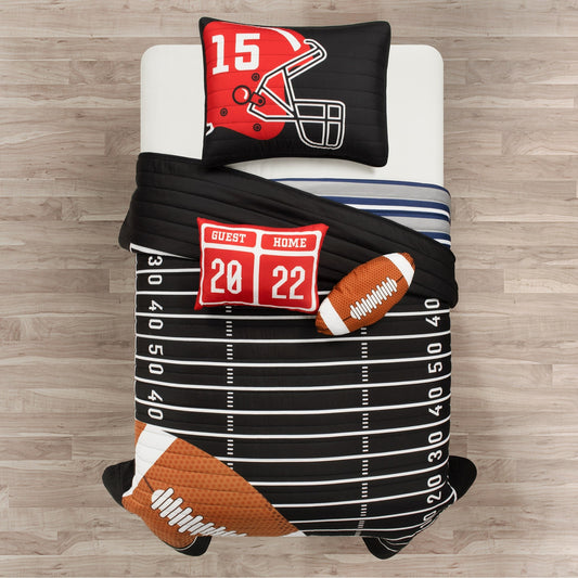 Lush Decor American Football - Couette réversible pour enfant, surdimensionnée
