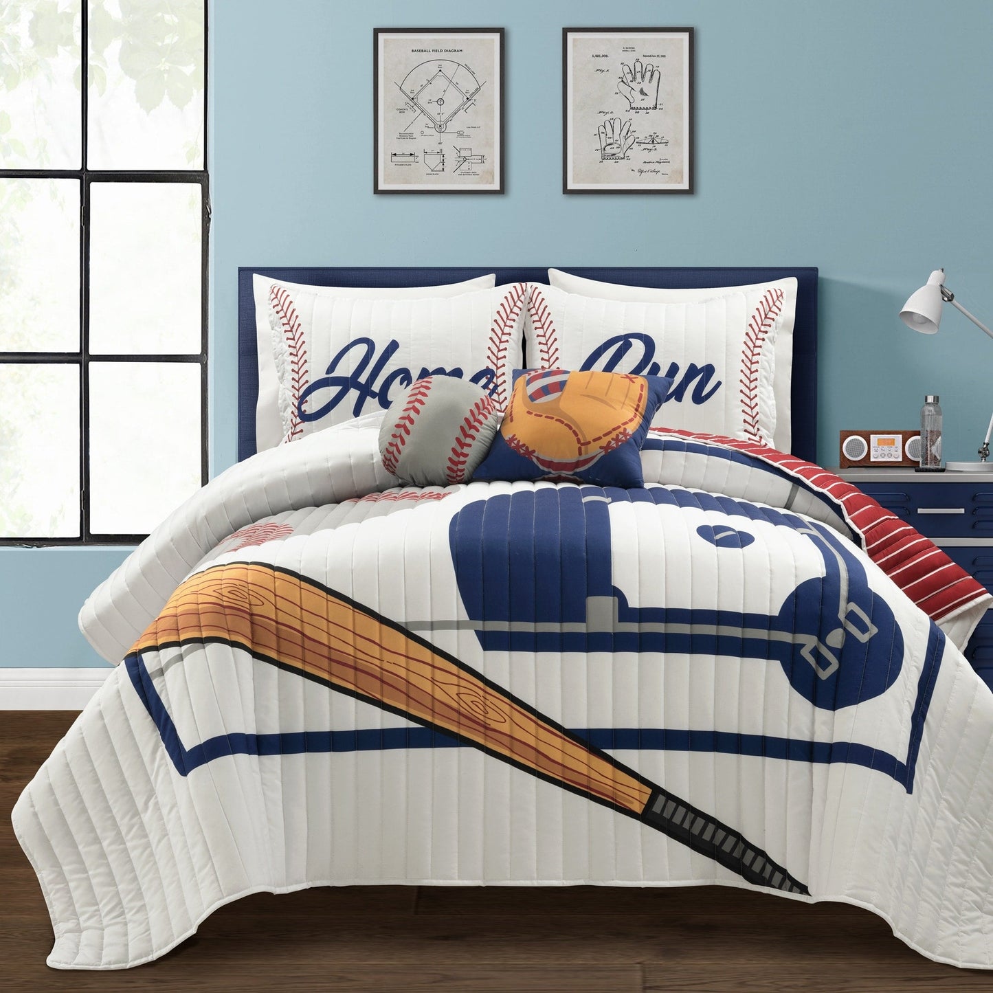 Lush Decor Baseball Game Reversible Oversized Kids Quilt
