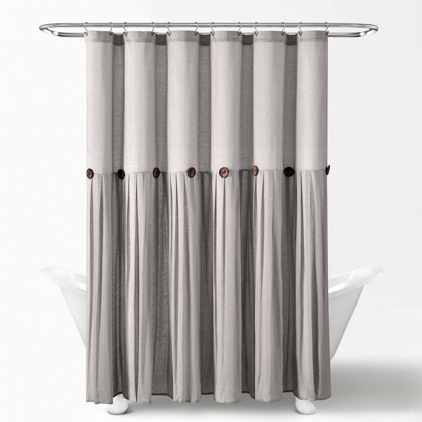 Lush Decor Two-tone Linen Button Shower Curtain