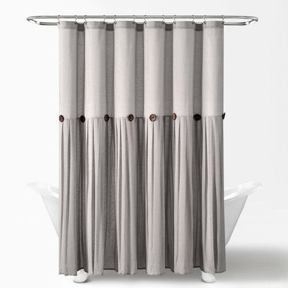 Lush Decor Two-tone Linen Button Shower Curtain