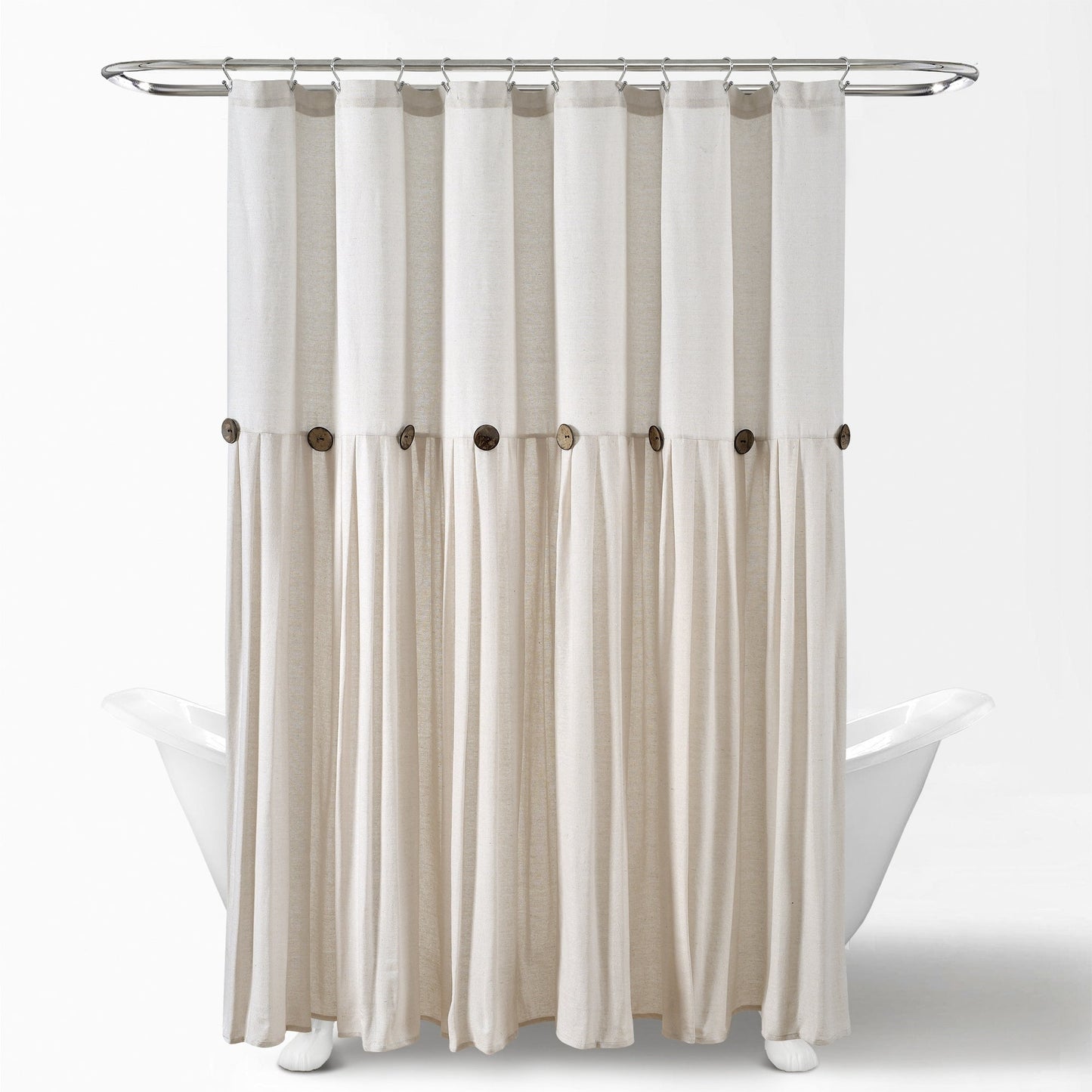 Lush Decor Two-tone Linen Button Shower Curtain