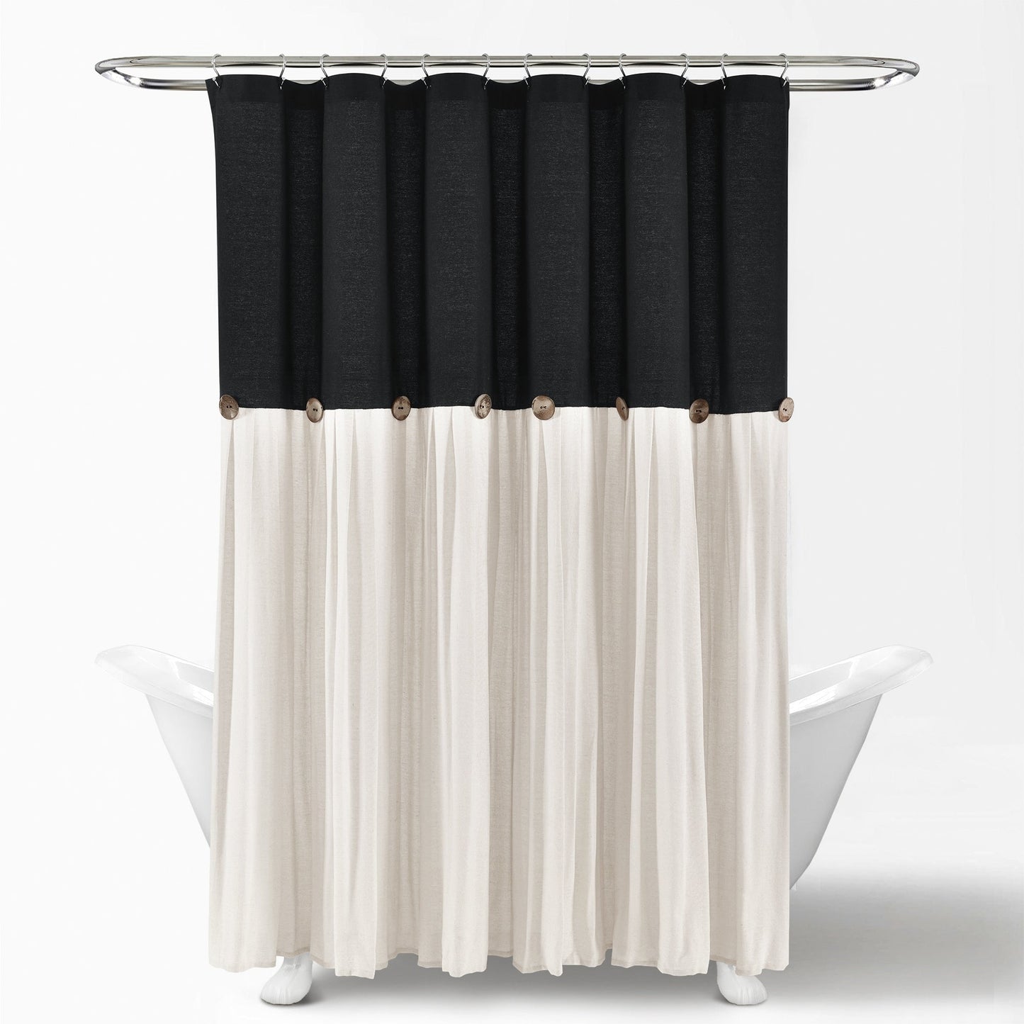 Lush Decor Two-tone Linen Button Shower Curtain