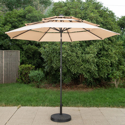 MAISON ARTS 10ft 3 Tiers Vented Patio Outdoor Umbrella with Auto-tilt and Crank Lift