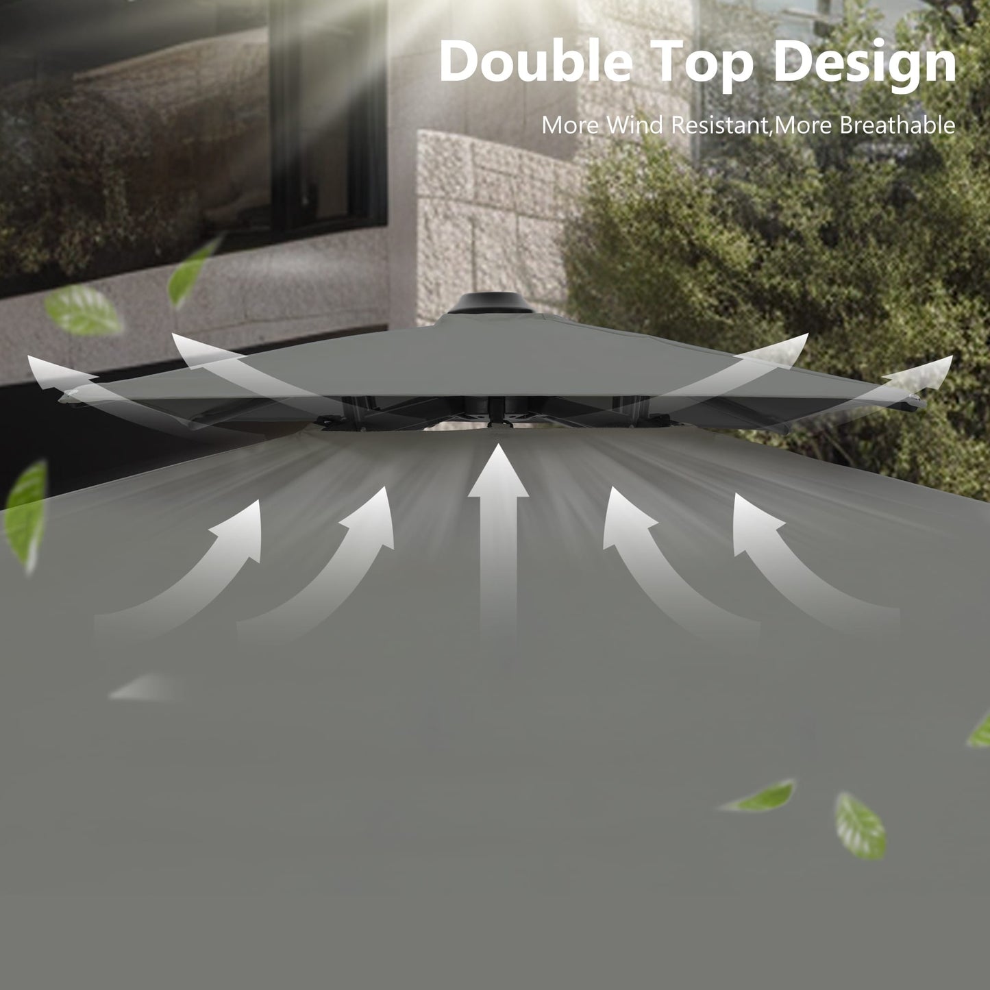 Parasol à baldaquin automatique à levier hydraulique de 3,6 m (12 pieds) MAISON ARTS avec pied en aluminium et rotation à 360 degrés