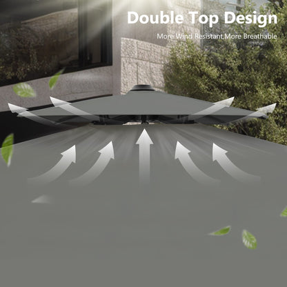 Parasol à baldaquin automatique à levier hydraulique de 3,6 m (12 pieds) MAISON ARTS avec pied en aluminium et rotation à 360 degrés