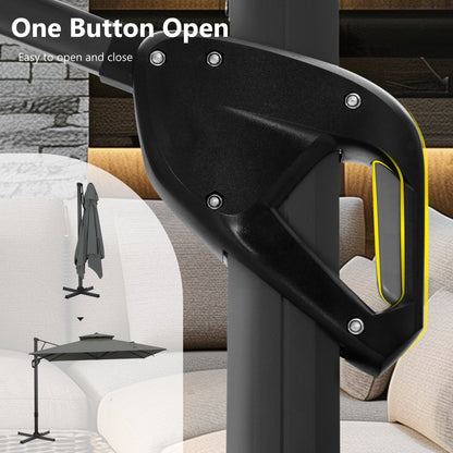 Parasol à baldaquin automatique à levier hydraulique de 3,6 m (12 pieds) MAISON ARTS avec pied en aluminium et rotation à 360 degrés