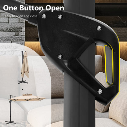 Parasol à baldaquin automatique à levier hydraulique de 3,6 m (12 pieds) MAISON ARTS avec pied en aluminium et rotation à 360 degrés