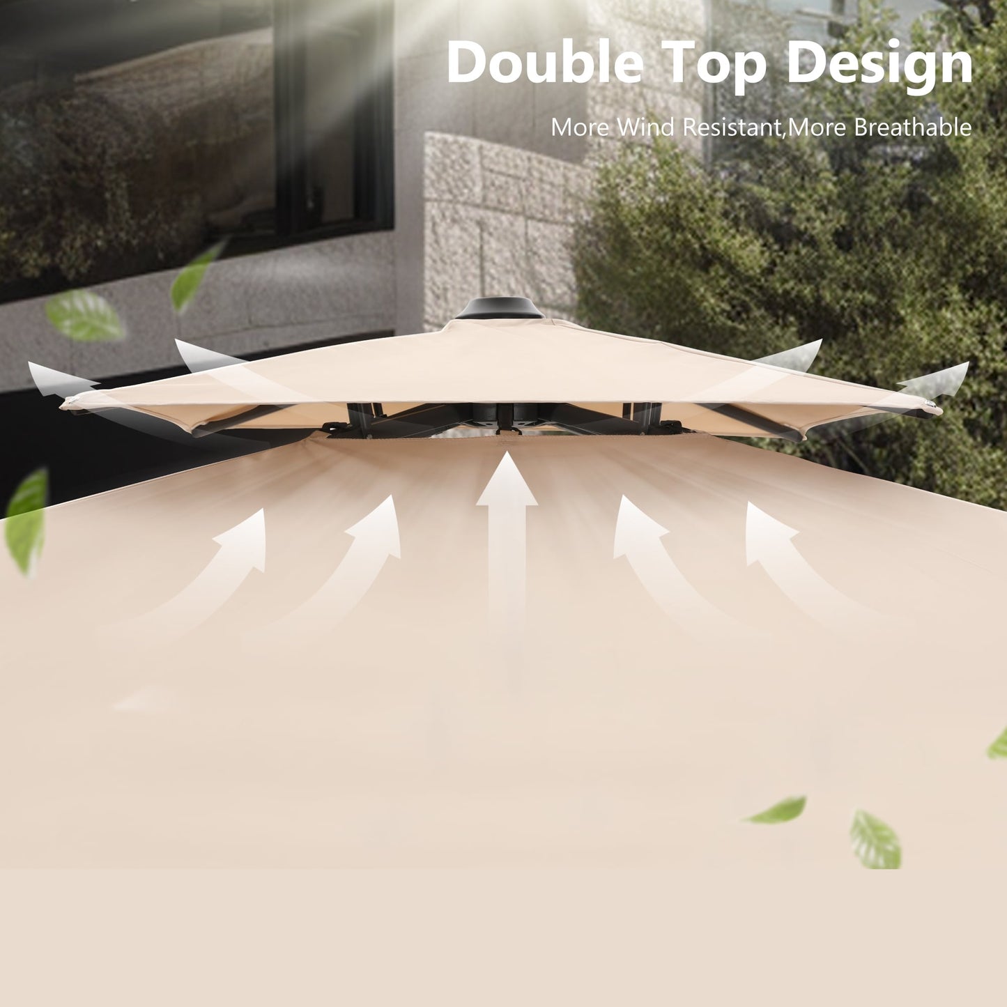 Parasol à baldaquin automatique à levier hydraulique de 3,6 m (12 pieds) MAISON ARTS avec pied en aluminium et rotation à 360 degrés