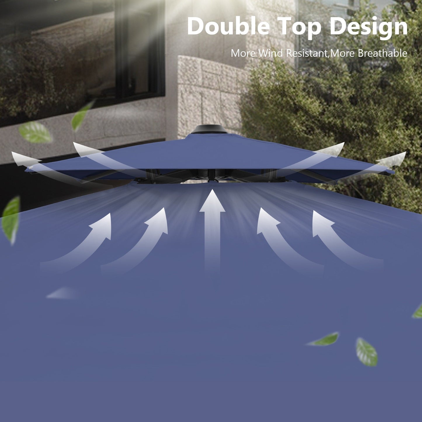 Parasol à baldaquin automatique à levier hydraulique de 3,6 m (12 pieds) MAISON ARTS avec pied en aluminium et rotation à 360 degrés