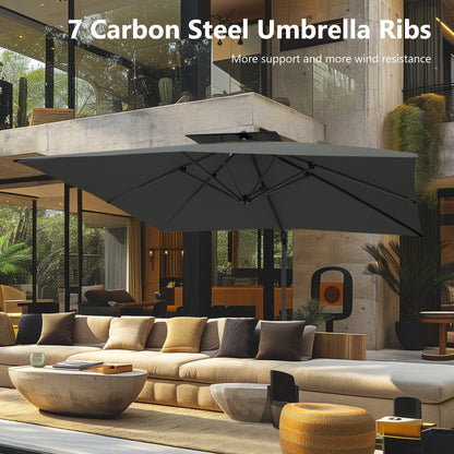 Parasol à baldaquin automatique à levier hydraulique de 3,6 m (12 pieds) MAISON ARTS avec pied en aluminium et rotation à 360 degrés