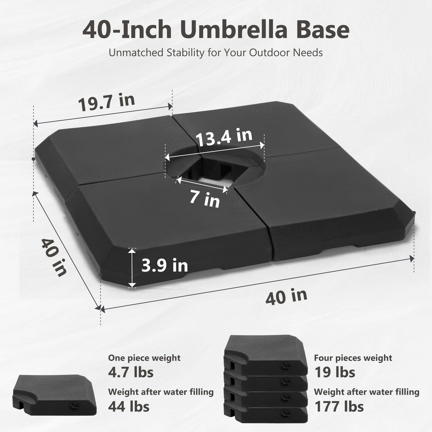 Parasol à baldaquin automatique à levier hydraulique de 3,6 m (12 pieds) MAISON ARTS avec pied en aluminium et rotation à 360 degrés