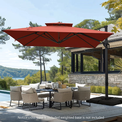 Parasol à baldaquin automatique à levier hydraulique de 3,6 m (12 pieds) MAISON ARTS avec pied en aluminium et rotation à 360 degrés