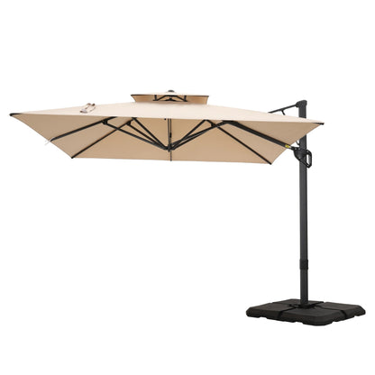 Parasol à baldaquin automatique à levier hydraulique de 3,6 m (12 pieds) MAISON ARTS avec pied en aluminium et rotation à 360 degrés