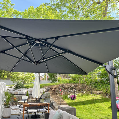 Parasol à baldaquin automatique à levier hydraulique de 3,6 m (12 pieds) MAISON ARTS avec pied en aluminium et rotation à 360 degrés