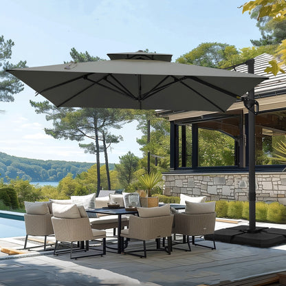 Parasol à baldaquin automatique à levier hydraulique de 3,6 m (12 pieds) MAISON ARTS avec pied en aluminium et rotation à 360 degrés