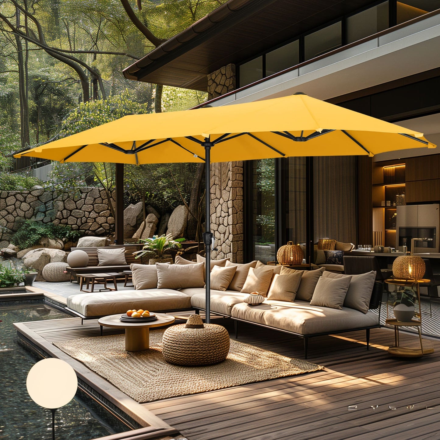 MAISON ARTS 13ft Double -Sided Patio Umbrella Extra Large with Crank