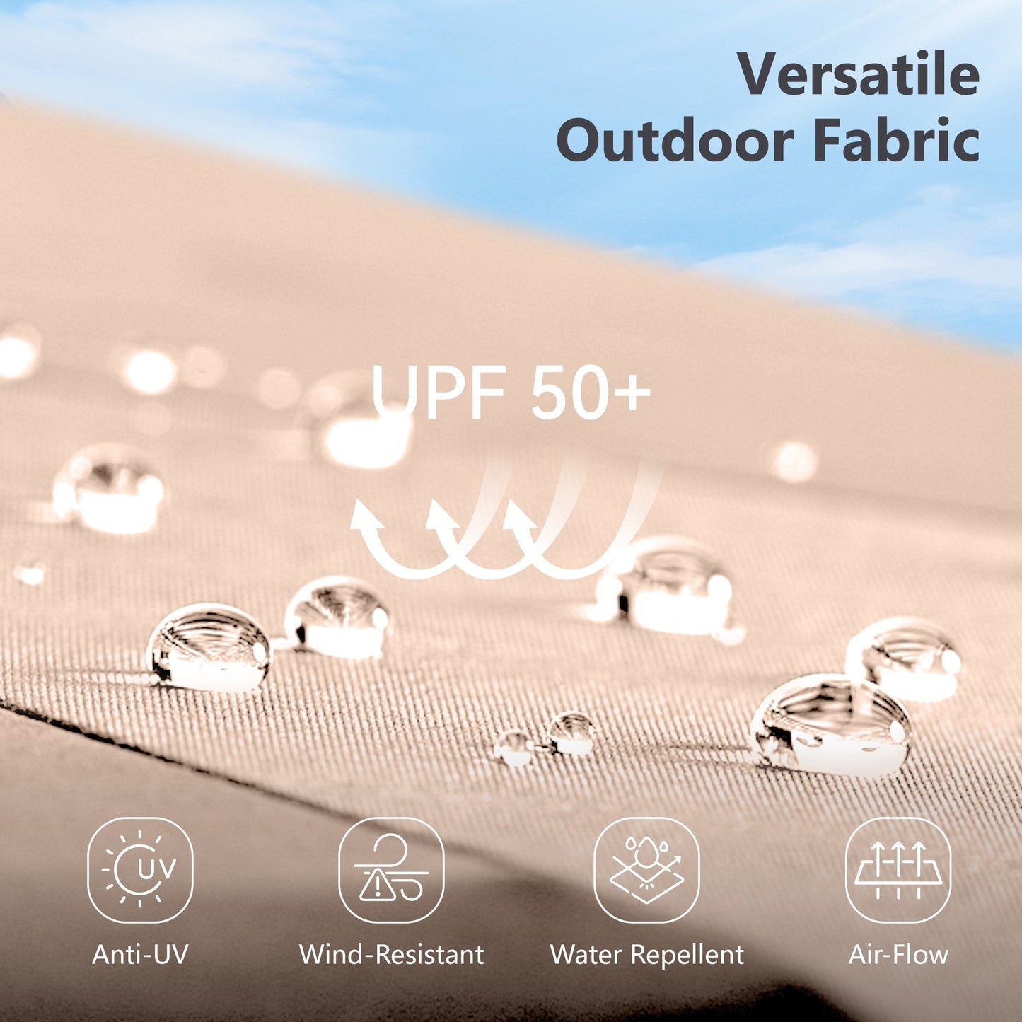 Parasol de jardin rectangulaire MAISON ARTS de 4,5 mètres, à manivelle, double face, avec éclairage solaire LED, pour terrasse, avec socle inclus.