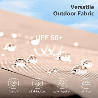 Parasol de jardin rectangulaire MAISON ARTS de 4,5 mètres, à manivelle, double face, avec éclairage solaire LED, pour terrasse, avec socle inclus.