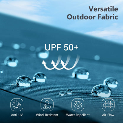 Parasol de jardin rectangulaire MAISON ARTS de 4,5 mètres, à manivelle, double face, avec éclairage solaire LED, pour terrasse, avec socle inclus.