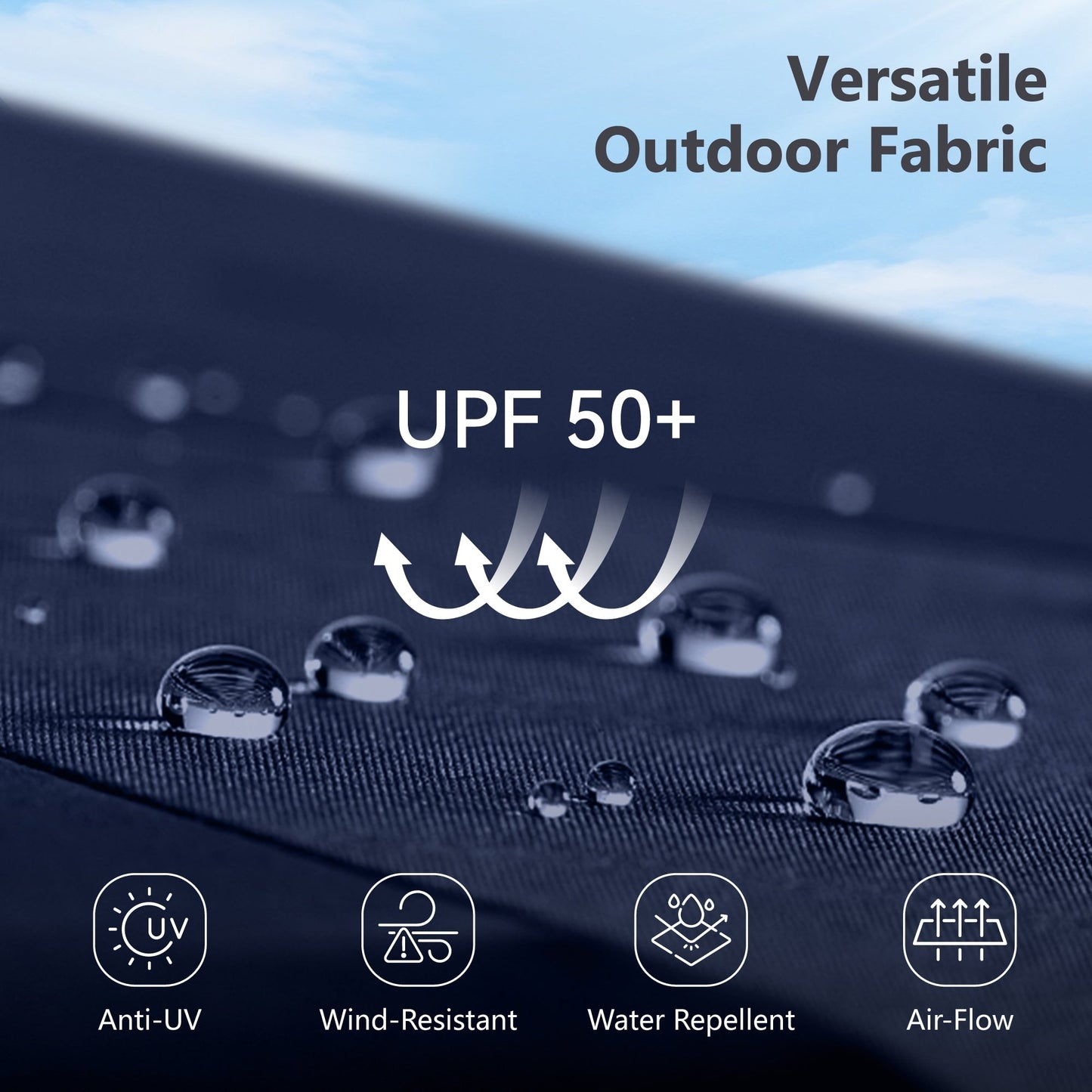 Parasol de jardin rectangulaire MAISON ARTS de 4,5 mètres, à manivelle, double face, avec éclairage solaire LED, pour terrasse, avec socle inclus.