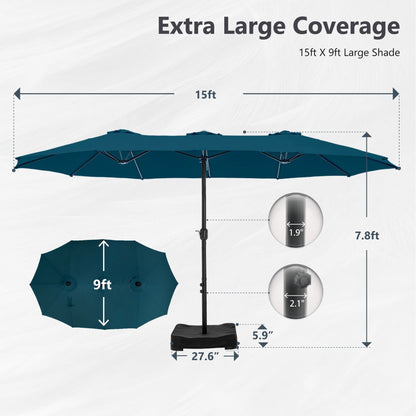 MAISON ARTS Parasol de terrasse double face extra large de 4,5 m avec socle inclus