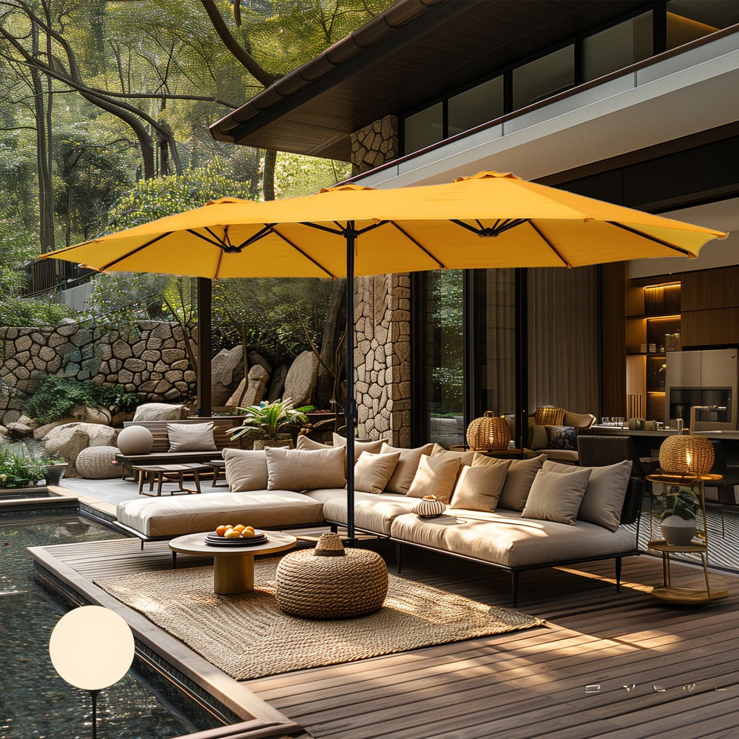 MAISON ARTS Parasol de terrasse double face extra large de 4,5 m avec socle inclus