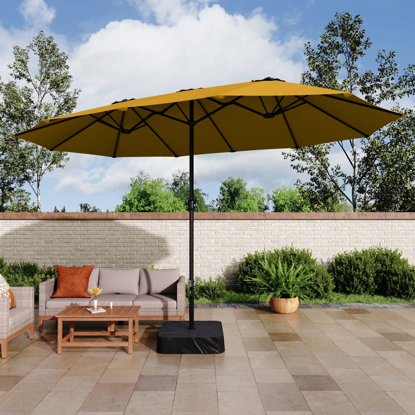 MAISON ARTS Parasol de terrasse double face extra large de 4,5 m avec socle inclus