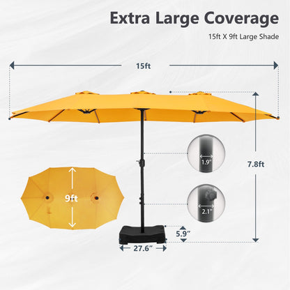 MAISON ARTS Parasol de terrasse double face extra large de 4,5 m avec socle inclus
